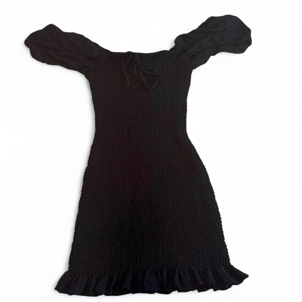 Gianni Bini Black Smocked Off-Shoulder Top
